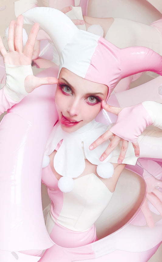 Cappello giullare pvc pink rose